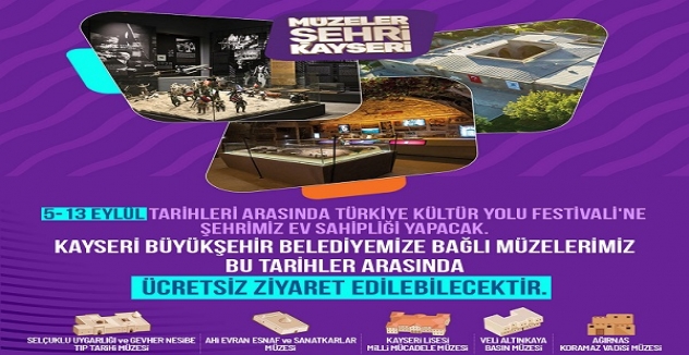 Kayseri'de Festival Boyunca Büyükşehir Müzeleri Ücretsiz