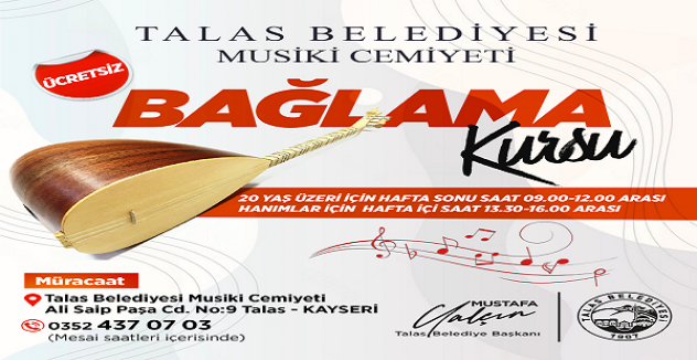Talas Musiki Cemiyeti'nde bağlama kursu açıldı