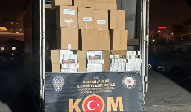 Kayseri'de 1 milyon 800 bin dal boş makaron ele geçirildi