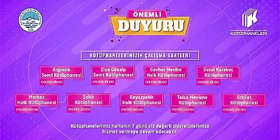 Büyükşehir Kütüphaneleri'nde Yeni Saat Düzenlemesi