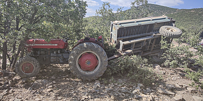 Devrilen traktördeki kadın öldü, eşi yaralandı
