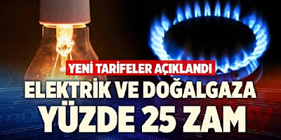 Elektrik ve doğalgaza yüzde 25 zam