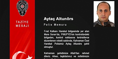 Fırat Kalkanı Harekat bölgesinde bir özel harekat polisi şehit oldu
