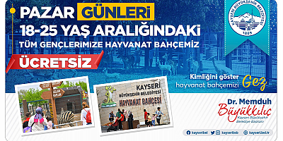 Hayvanat bahçesi pazar günleri 18-25 yaş aralığındaki gençlere ücretsiz olacak