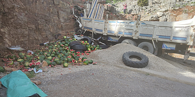 Kayalıklara çarpan kamyon