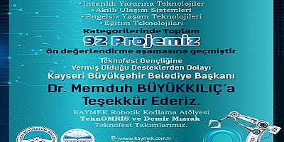 KAYMEK'in 'Teknofest' Gençliği, 92 Proje ile Ön Değerlendirme Aşamasına Geçti