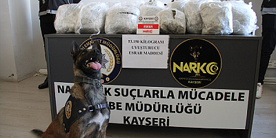 Kayseri'de 53 kilogram esrar ele geçirildi