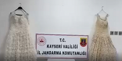 Kayseri'de gelinlik içine gizlenmiş 25 kg uyuşturucu ele geçirildi