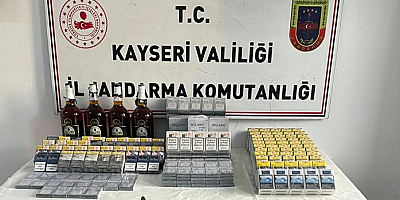 Kayseri'de jandarma kaçak alkol ve sigara ele geçirdi