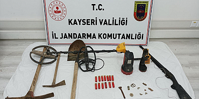 Kayseri'de kaçak kazı yapan şüpheli yakalandı