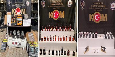 Kayseri'de kaçakçılık operasyonu: Çok sayıda sahte alkol ve makaron ele geçirildi
