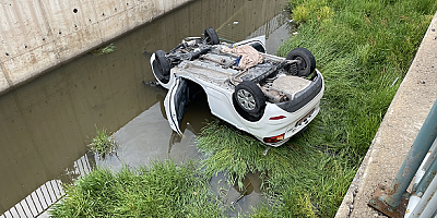 Kayseri'de kanala düşen otomobilin sürücüsü yaralandı