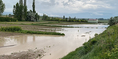 Kayseri'de sağanak sonucu dere taştı, tarım arazilerini su bastı