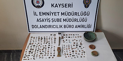 Kayseri'de üzerinde tarihi eser bulunan 3 şüpheli gözaltına alındı