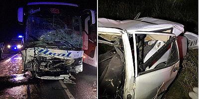 Kayseri'de yolcu otobüsü ile otomobil çarpıştı, 2 kişi öldü, 20 kişi yaralandı