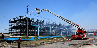 Kayseri Şeker Fabrikasının su soğutma kulesinde çıkan yangın söndürüldü