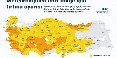 Meteorolojiden dört bölge için fırtına uyarısı