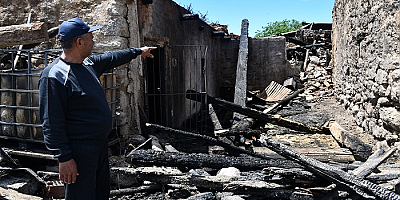 Sivas'ta köyde çıkan yangında evi, ahırları ve garajı yanan kişi yaşadıklarını anlattı