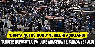 Türkiye nüfusuyla 194 ülke arasında 18. sırada