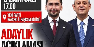  YENİ Parti Kayseri İl Başkanı Ufuk Ozan Gözbaşı yeniden adaylığını açıklayacak